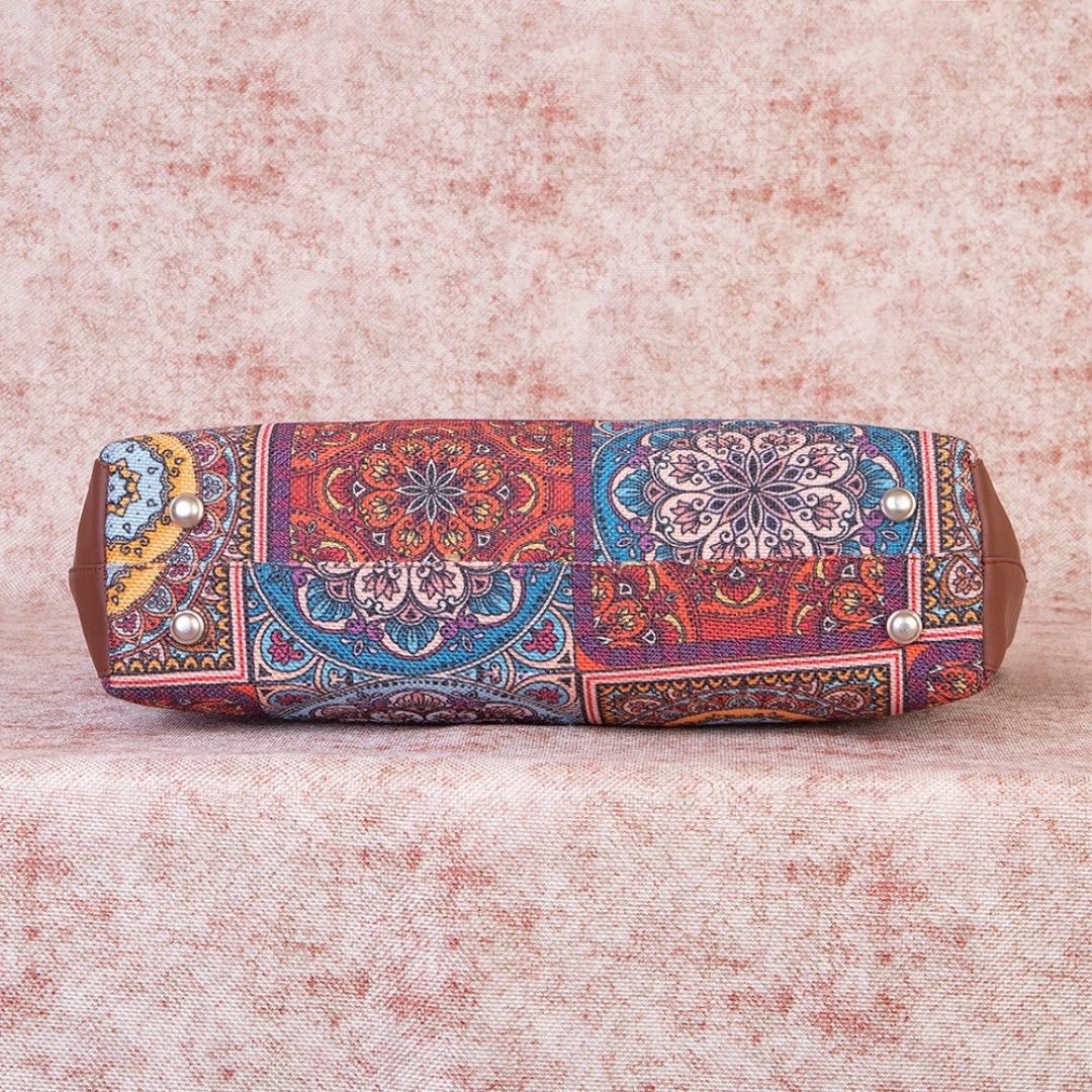 Multicolor Mandala Print Side Tote Bag - Image 7