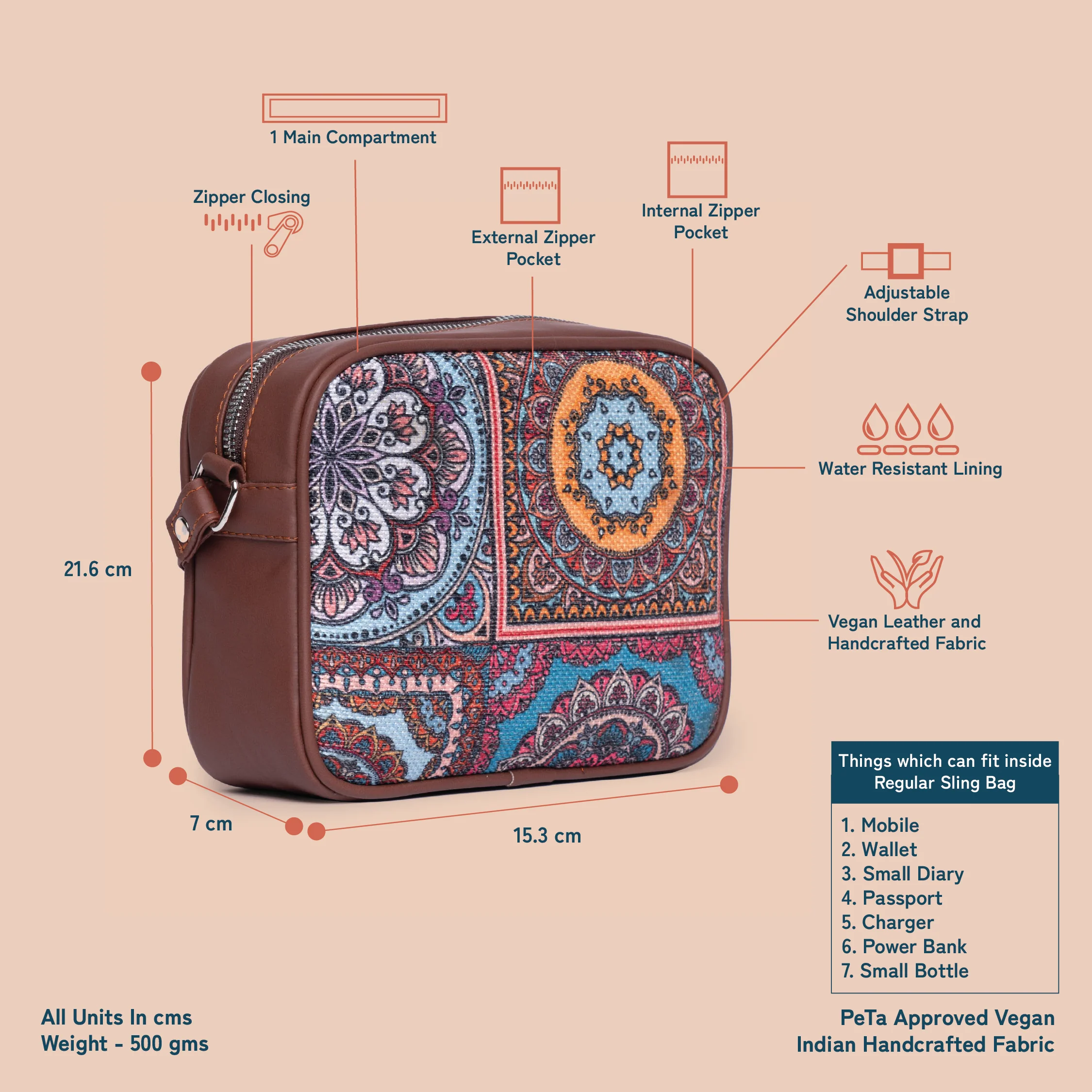Multicolor Mandala Print Sling Bag - Image 6