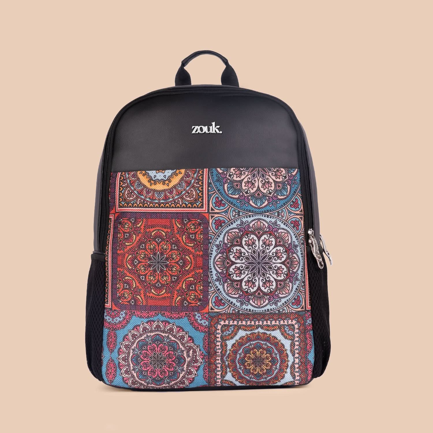 Multicolor Mandala Print Statement Backpack & Multicolor Mandala Print Flap Sling Bag Combo - Image 2