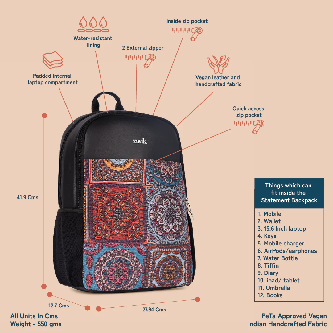 Multicolor Mandala Print Statement Backpack - Image 5