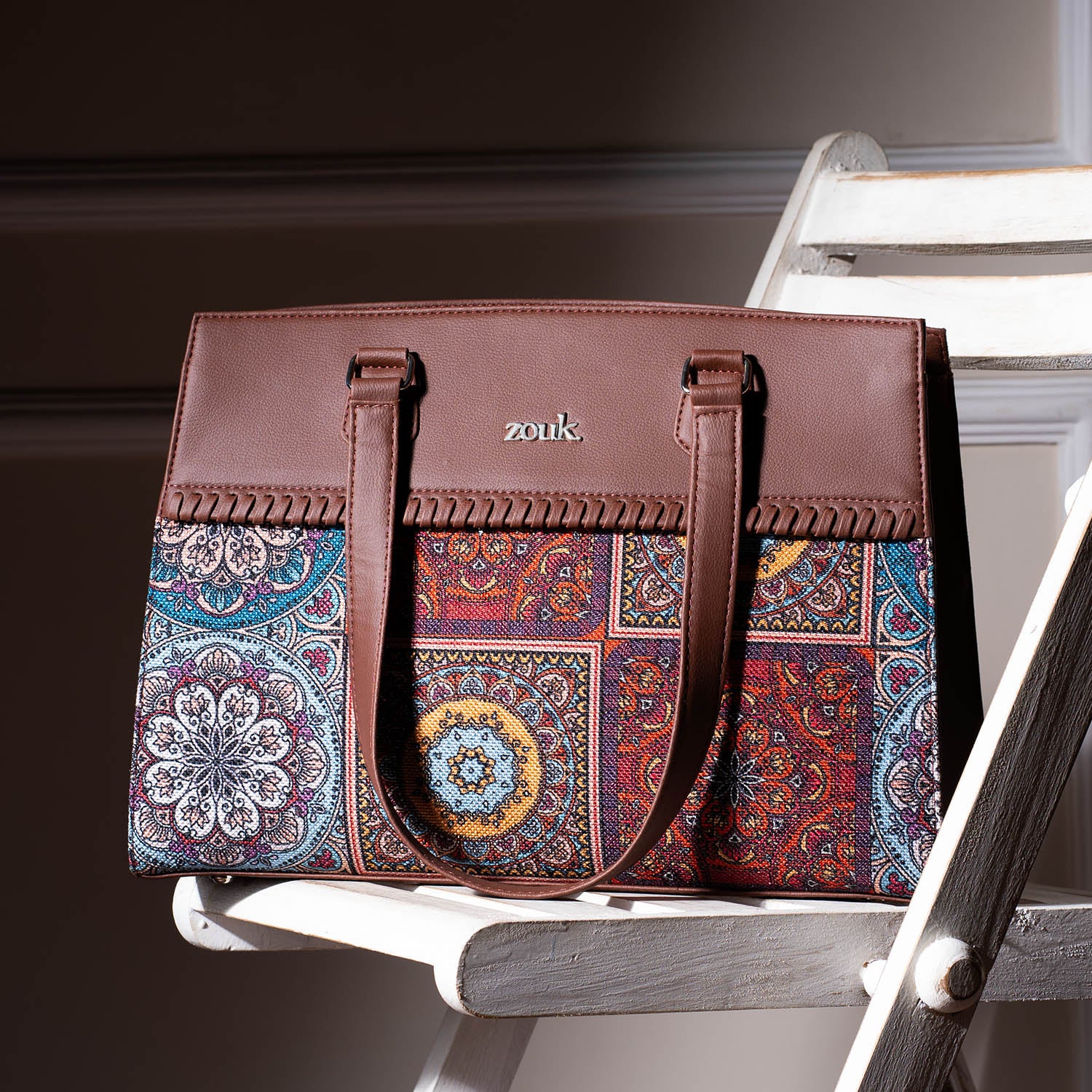 Multicolor Mandala Print Statement Business Bag - Image 2