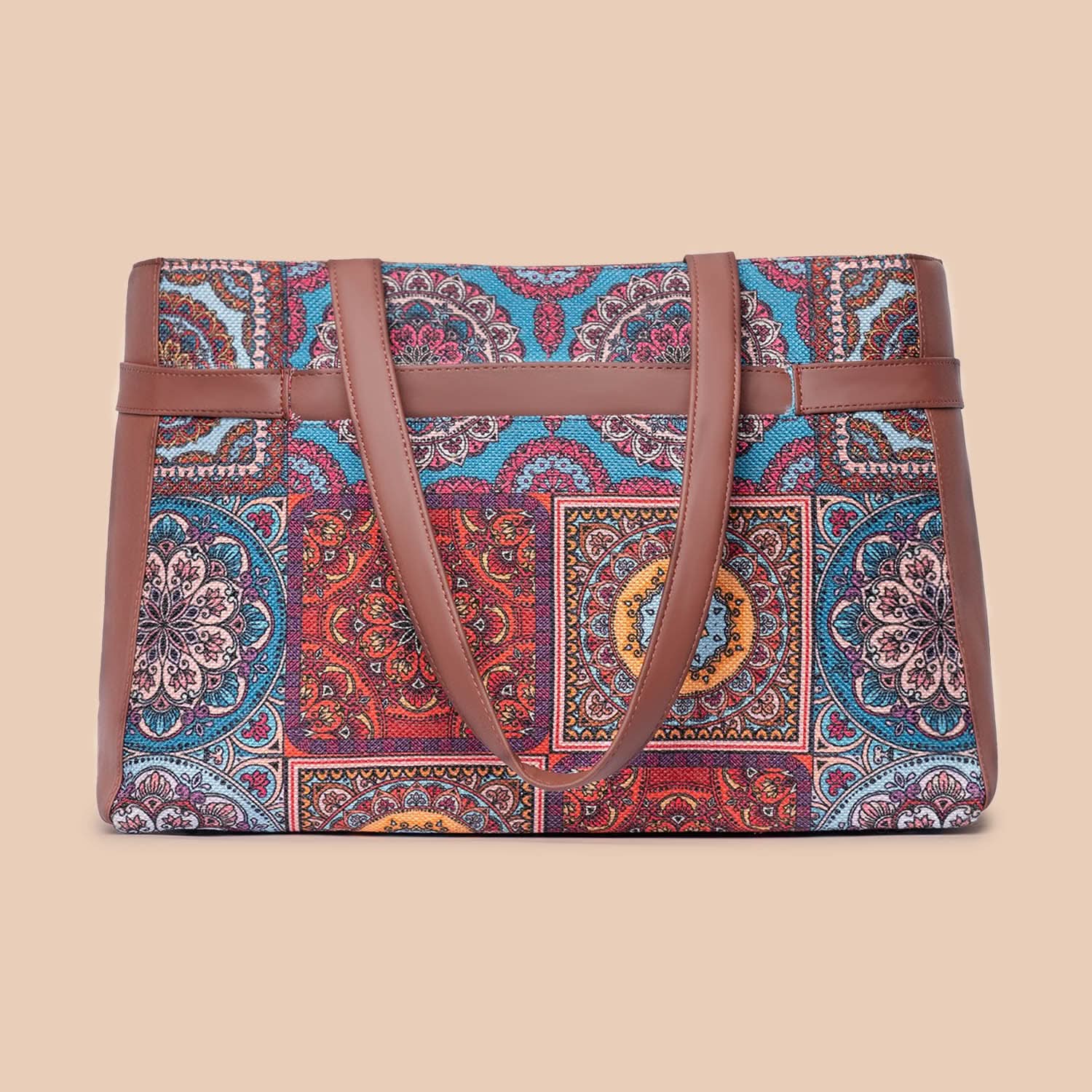 Multicolor Mandala Print - Statement Office Bag & Chain Wallet Combo - Image 3