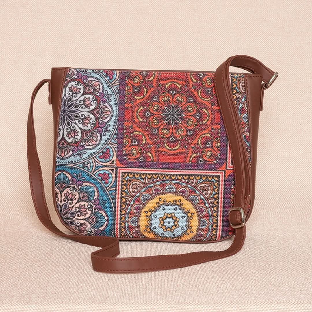 Multicolor Mandala Print - Statement Office Bag & U-Shaped Sling Bag Combo - Image 6