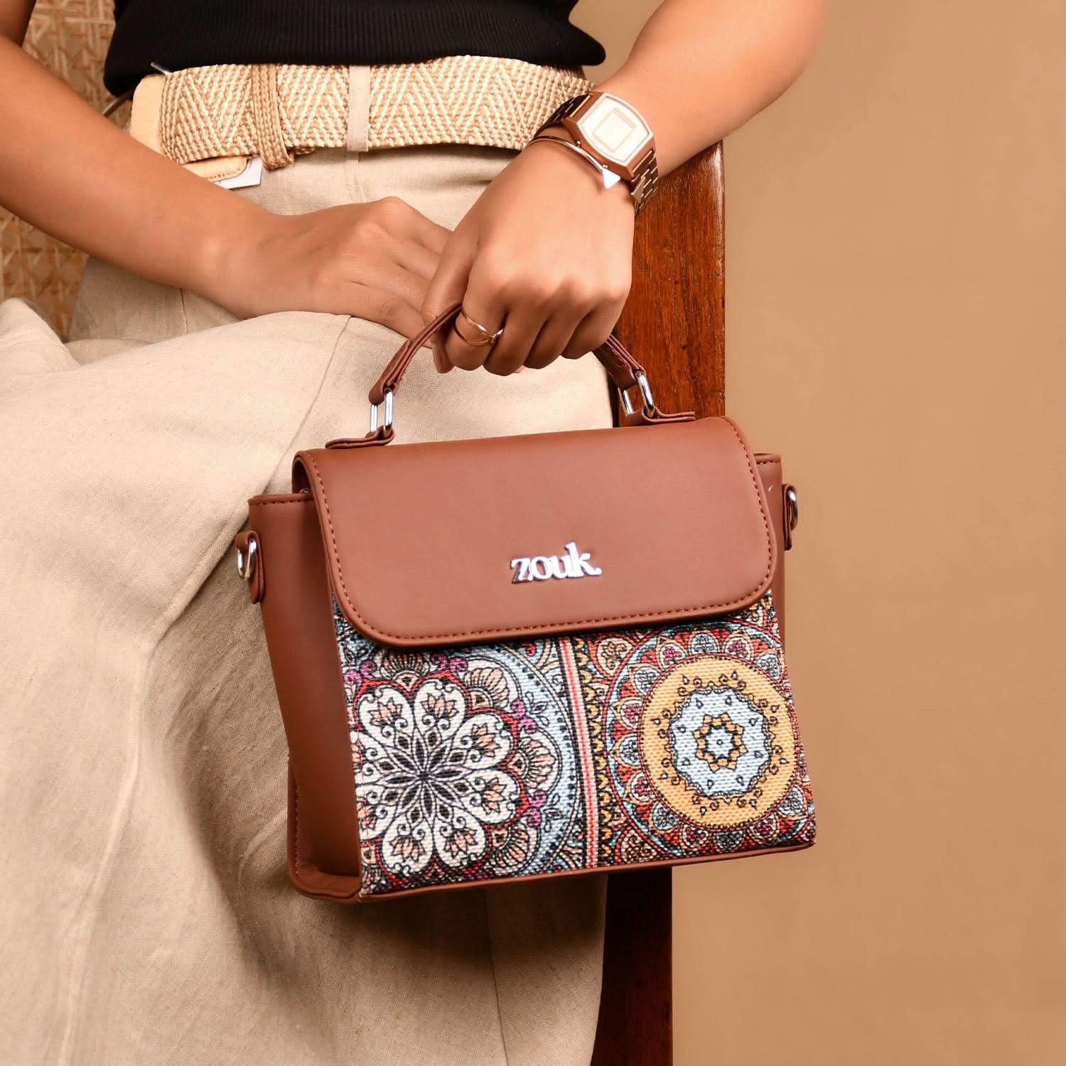 Multicolor Mandala Print Statement Sling Bag - Image 2