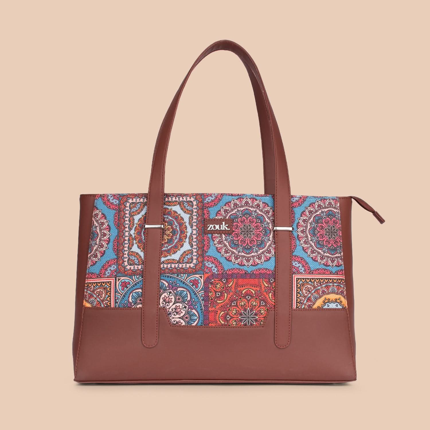 Zouk Multicolor Mandala Print Maya Multitasker Tote Bag - Image 5