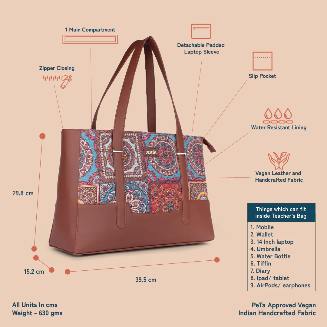 Zouk Multicolor Mandala Print Maya Multitasker Tote Bag - Image 7