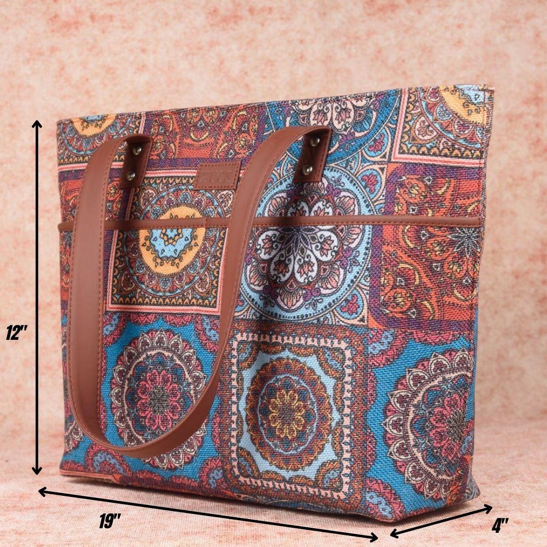 Multicolor Mandala Print Tote Bag - Image 3