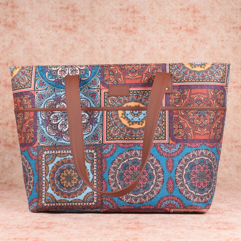 Multicolor Mandala Print- Tote Bag & Chain Wallet Combo - Image 2