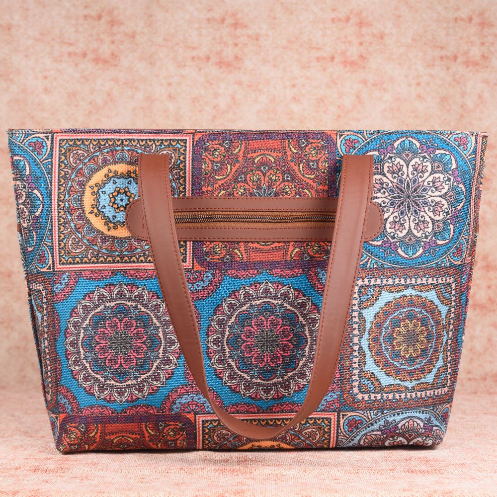 Multicolor Mandala Print- Tote Bag & Chain Wallet Combo - Image 3