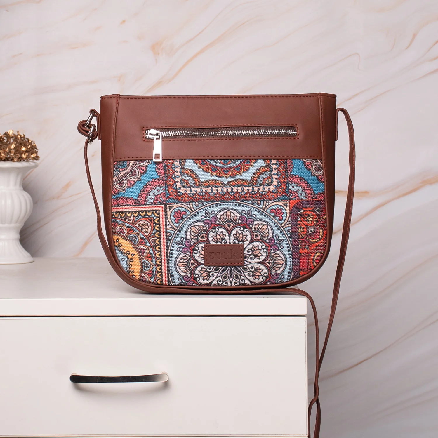 Multicolor Mandala Print U-Shaped Sling Bag - Image 2