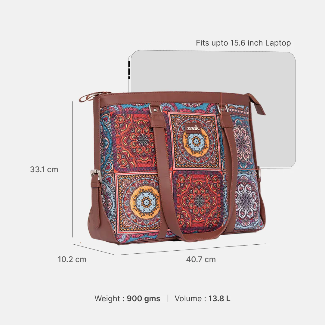Multicolor Mandala Print Women's Office Bag - Image 5