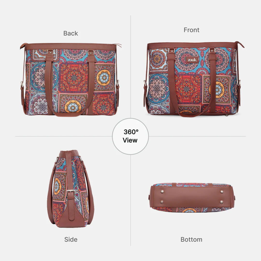 Multicolor Mandala Print Women's Office Bag - Image 9