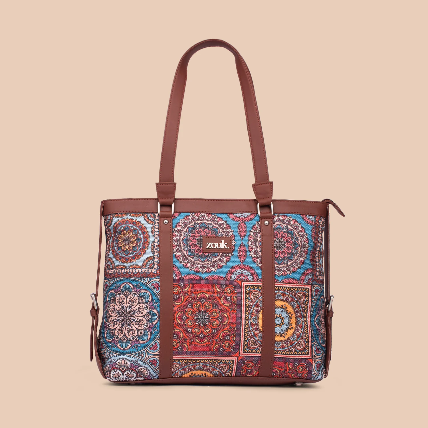Multicolor Mandala Print Women's Office Bag (Back Zipper) - Image 2