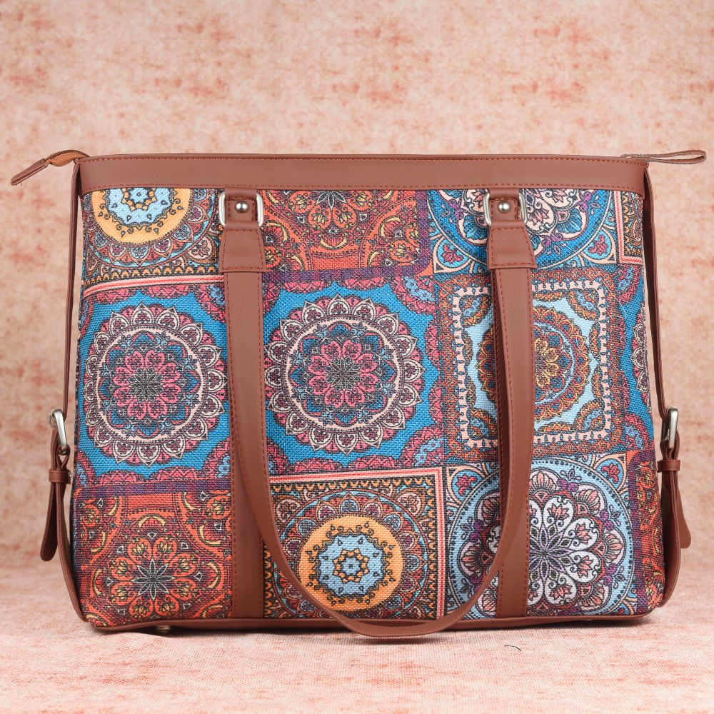 Multicolor Mandala Print - Office Bag & Classic Zipper Wallet Combo - Image 2