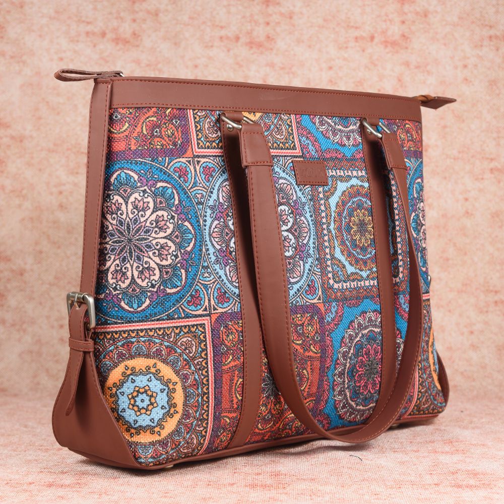 Multicolor Mandala Print - Office Bag & Classic Zipper Wallet Combo - Image 3