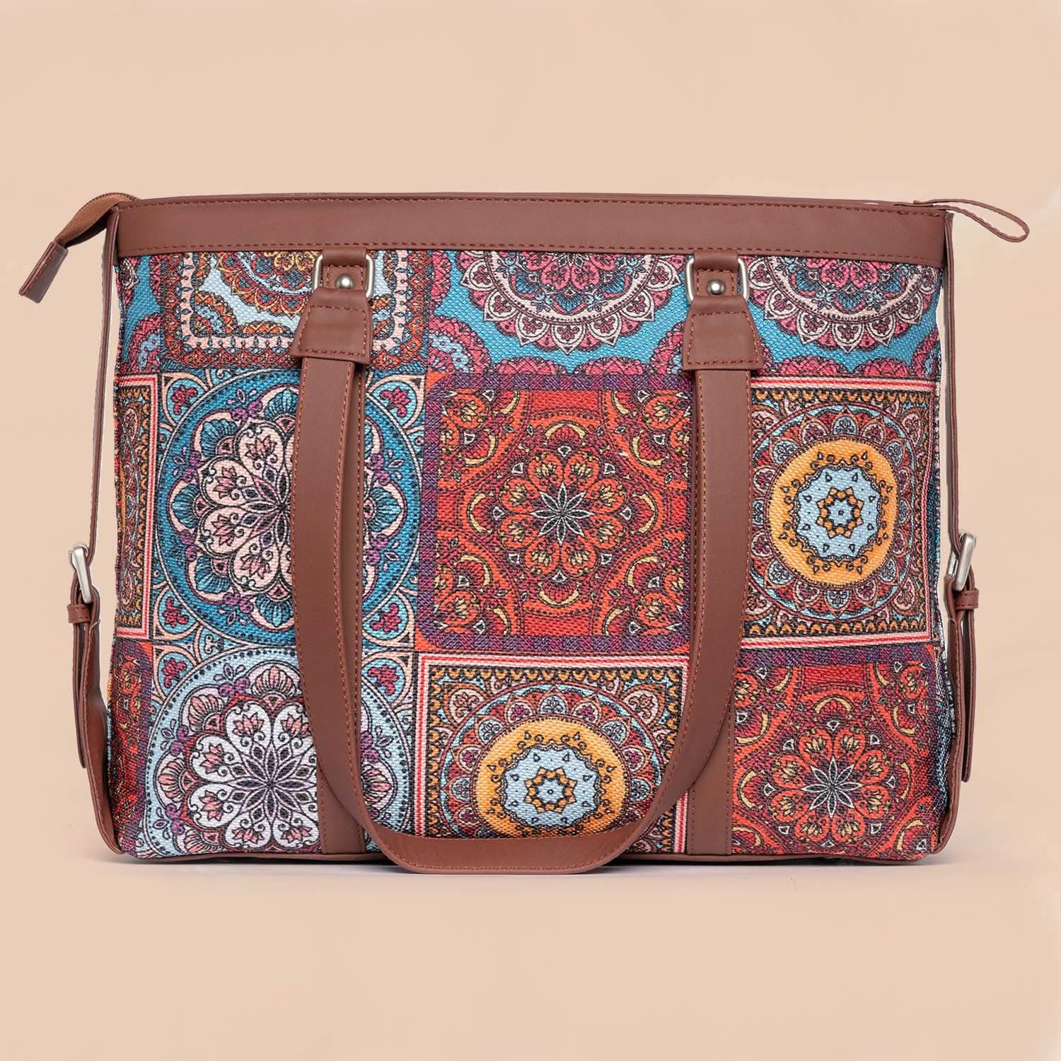 Multicolor Mandala Print - Women's Office Bag & Everyday Tote Bag Combo - Image 3