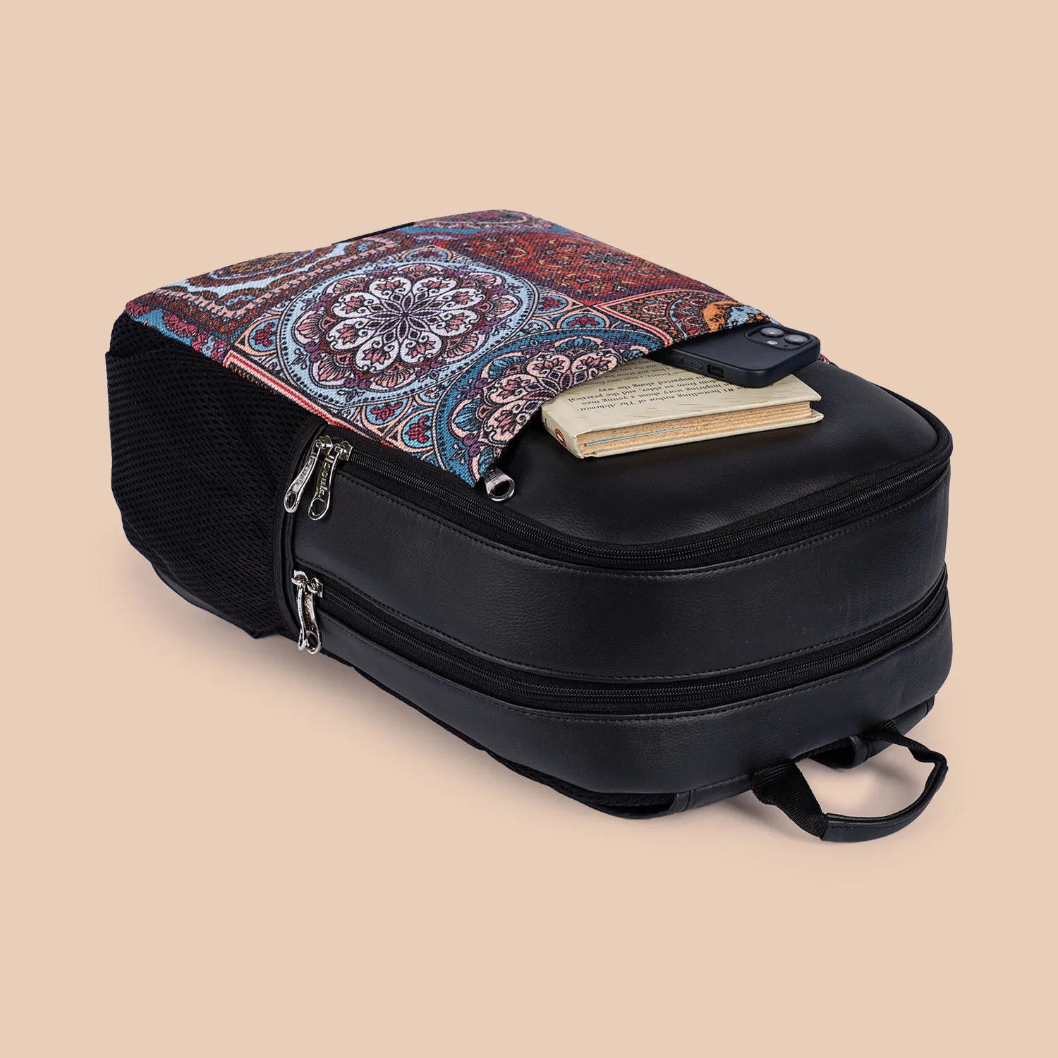Multicolor Mandala Print Statement Backpack - Image 11
