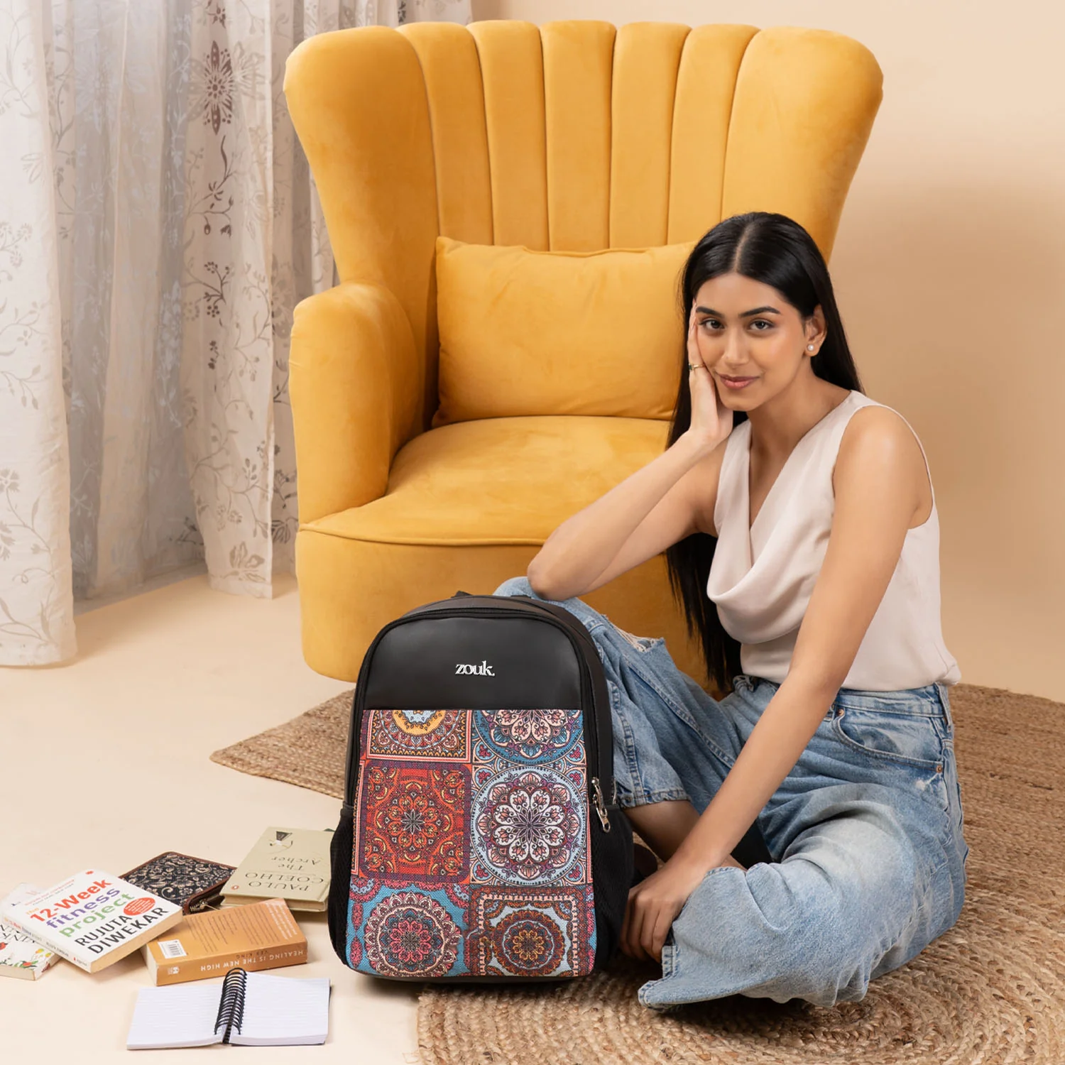 Multicolor Mandala Print Statement Backpack - Image 3