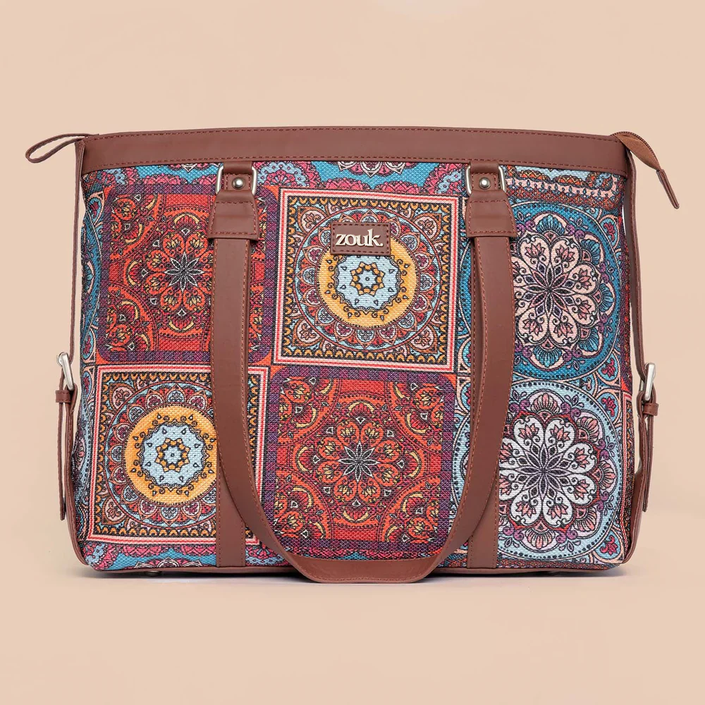 Multicolor Mandala Print Women's Office Bag and FloMotif Everyday Tote Bag Combo - Image 2