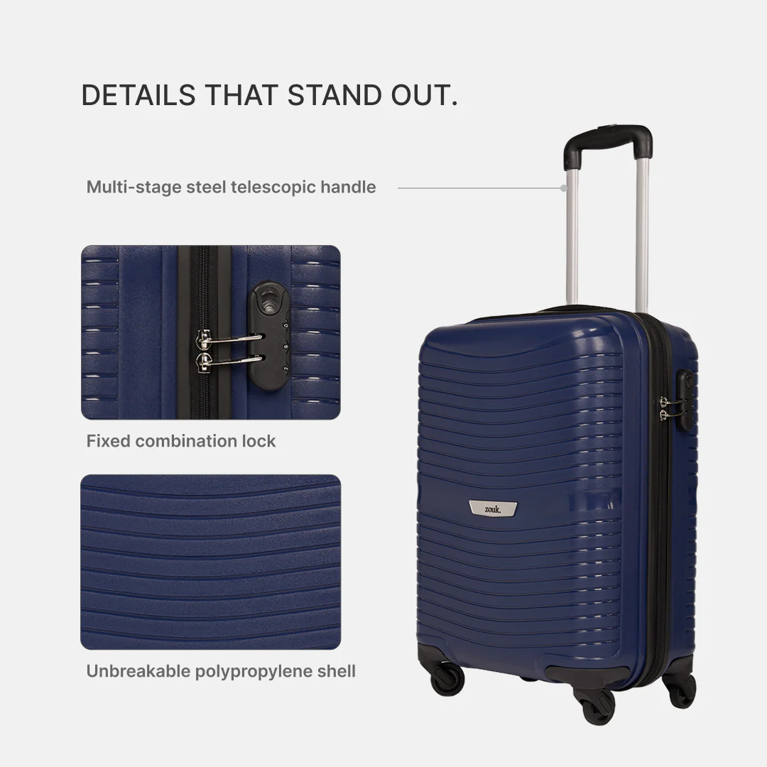 Navy Zoya Trolley Bag Combo (Medium & Large) - Image 4