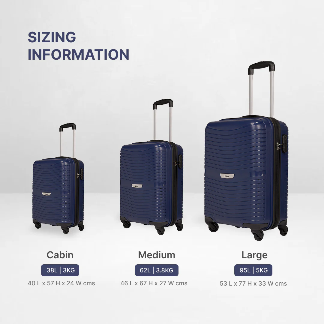 Navy Zoya Trolley Bag Combo Set of 3 (Cabin & Medium & Large) - Image 6