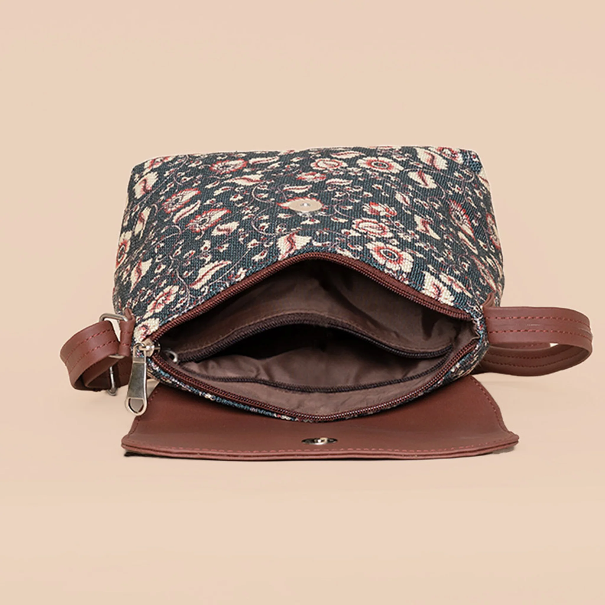 Nawabi Couture & Chittoor Blue Kalamkari - Women's Work Bag & Flap Sling Bag Combo - Image 8