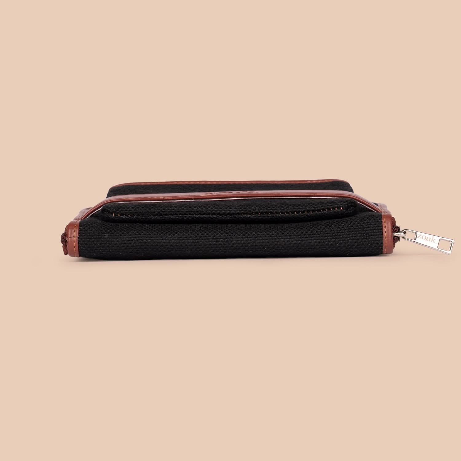Jet Black Classic Zipper Wallet - Image 5