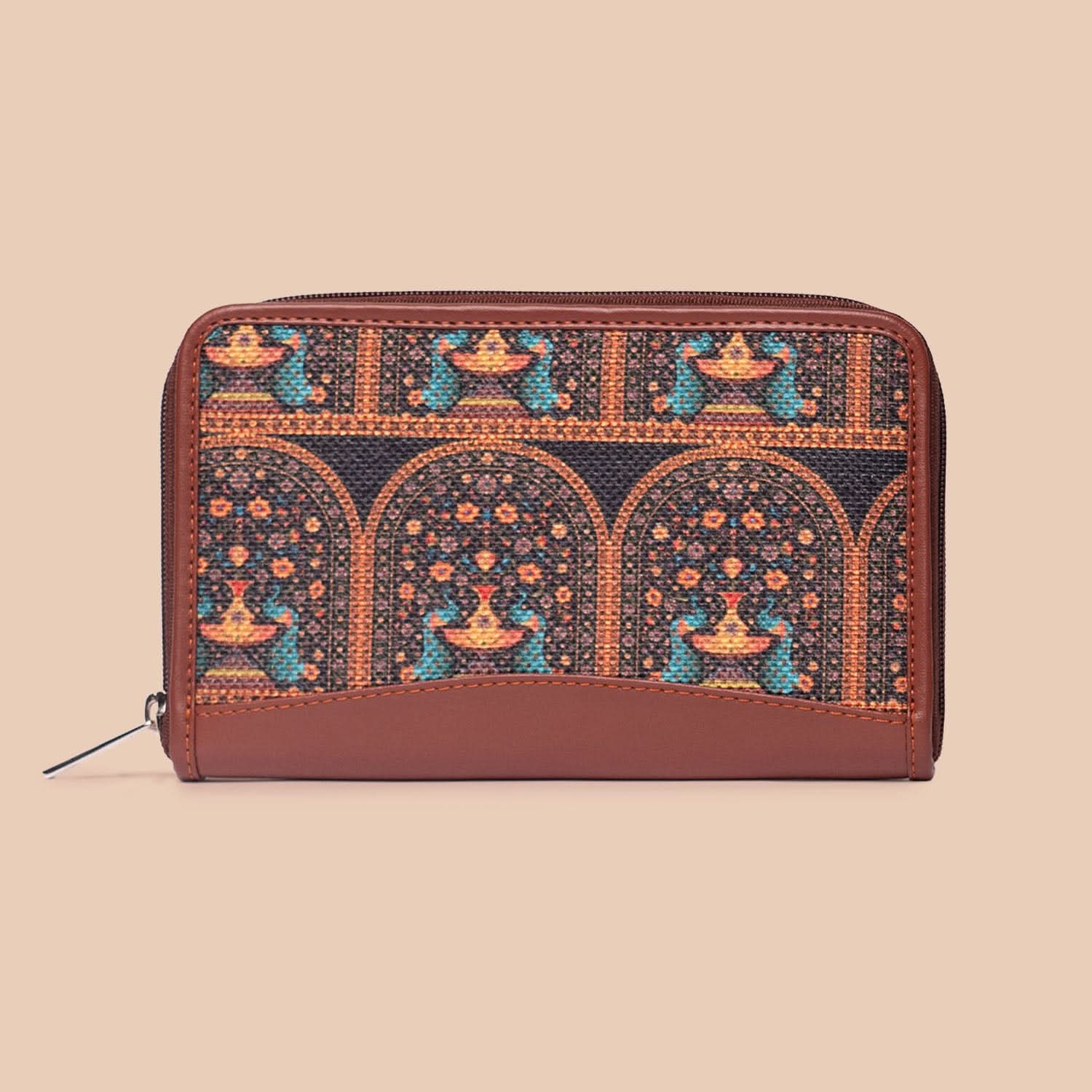 Nawabi Couture & Royal Indian Peacock Motif - Classic Business Bag & Chain Wallet Combo - Image 9