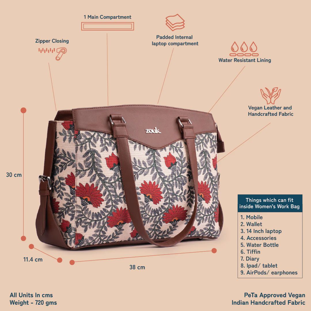 Nawabi Couture Women's Work Bag Brown - Image 5