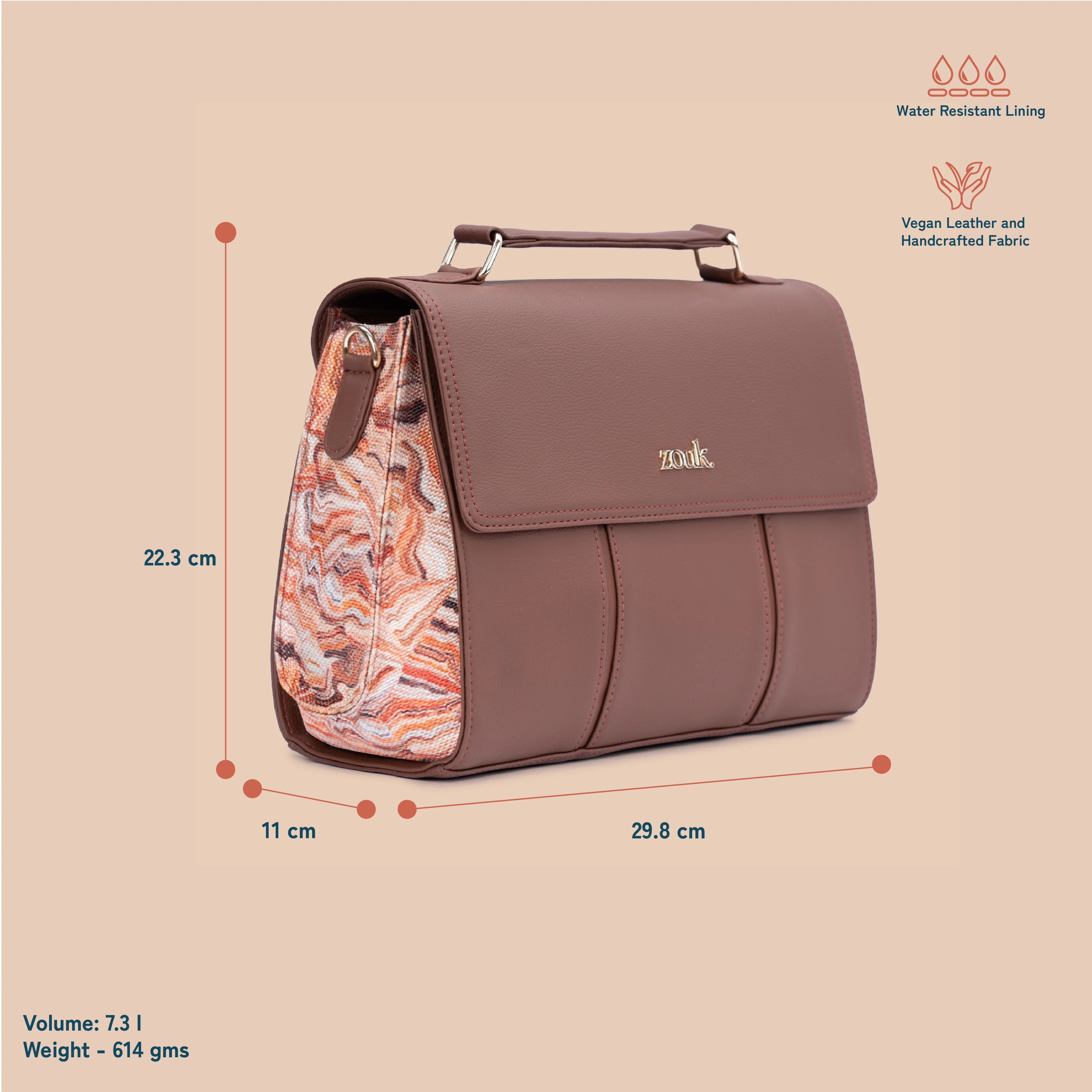 Rhea Kapoor Satchel Bag - Nicobar Coral - Image 3