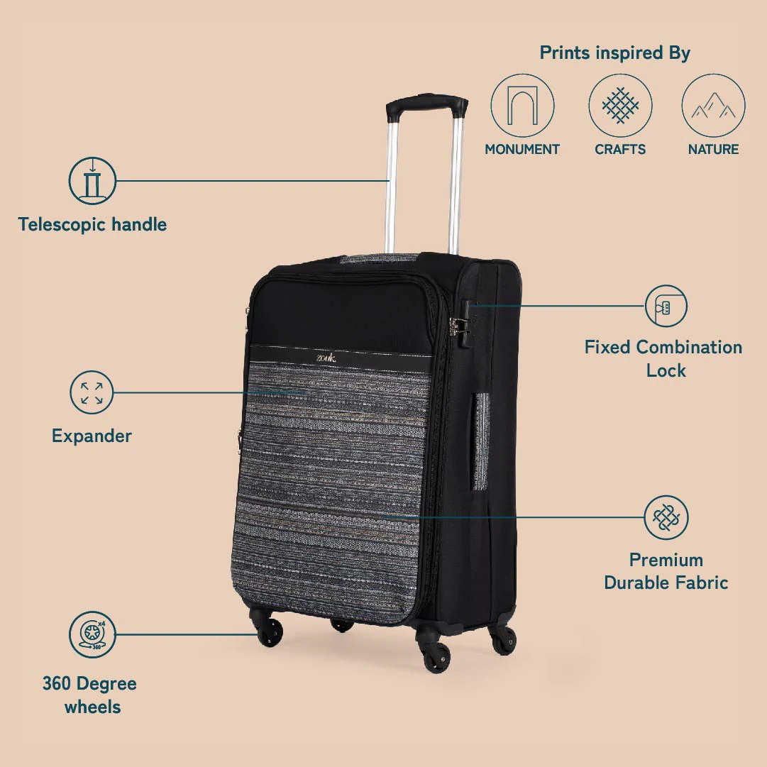 Odisha Ikat Avasa Trolley Bag (Black) - Image 5