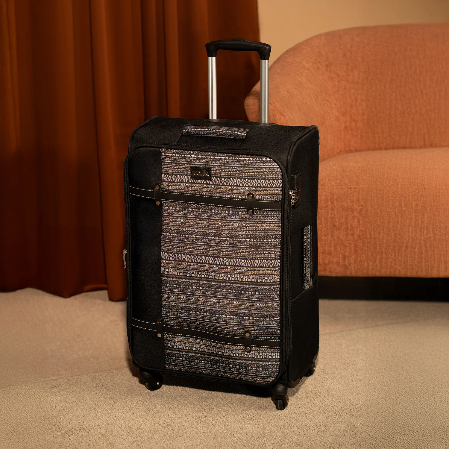 Odisha Ikat Saira Trolley Bag - Black (Medium) - Image 8