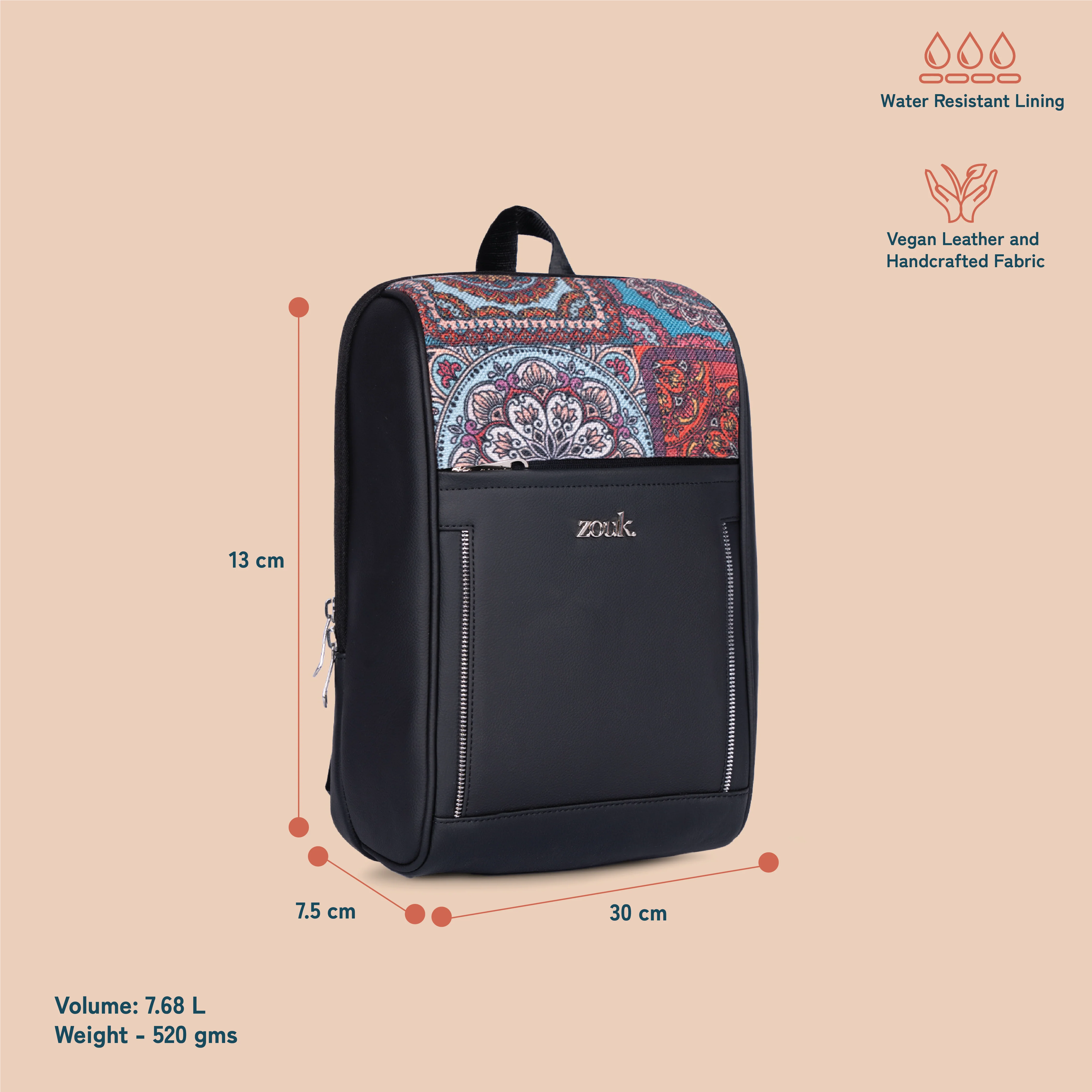 Olina Daypack - Multicolor Mandala Print - Image 6