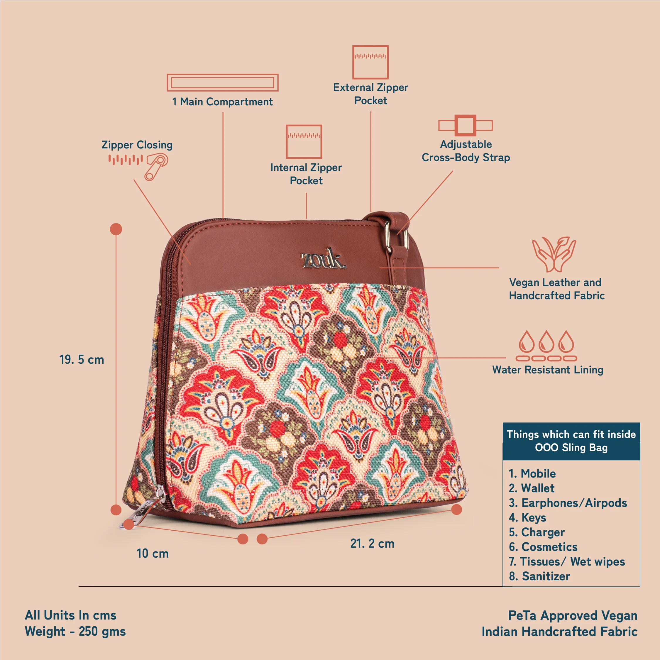 Mughal Art Multicolor OOO Sling Bag - Image 5