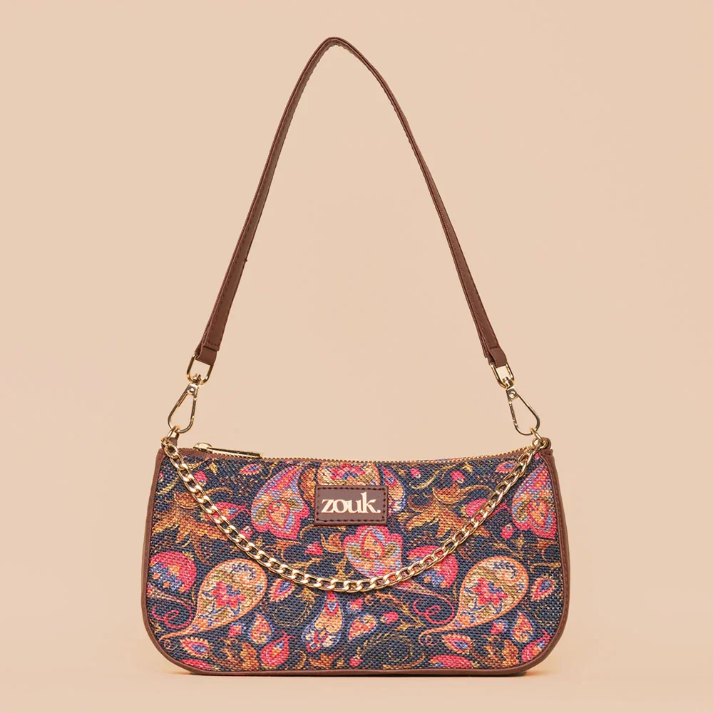 Paisley Print Baguette and Chain Wallet (CFC) Combo
