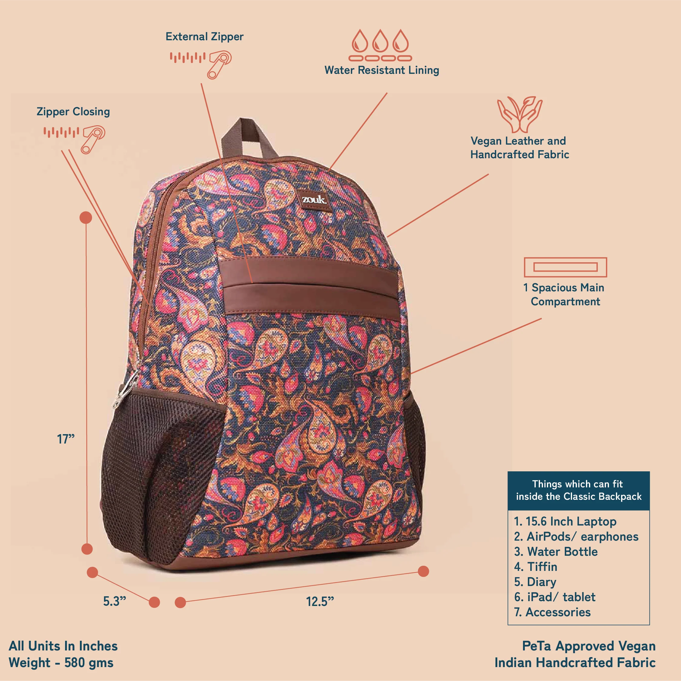 Paisley Print Classic Backpack - Image 3