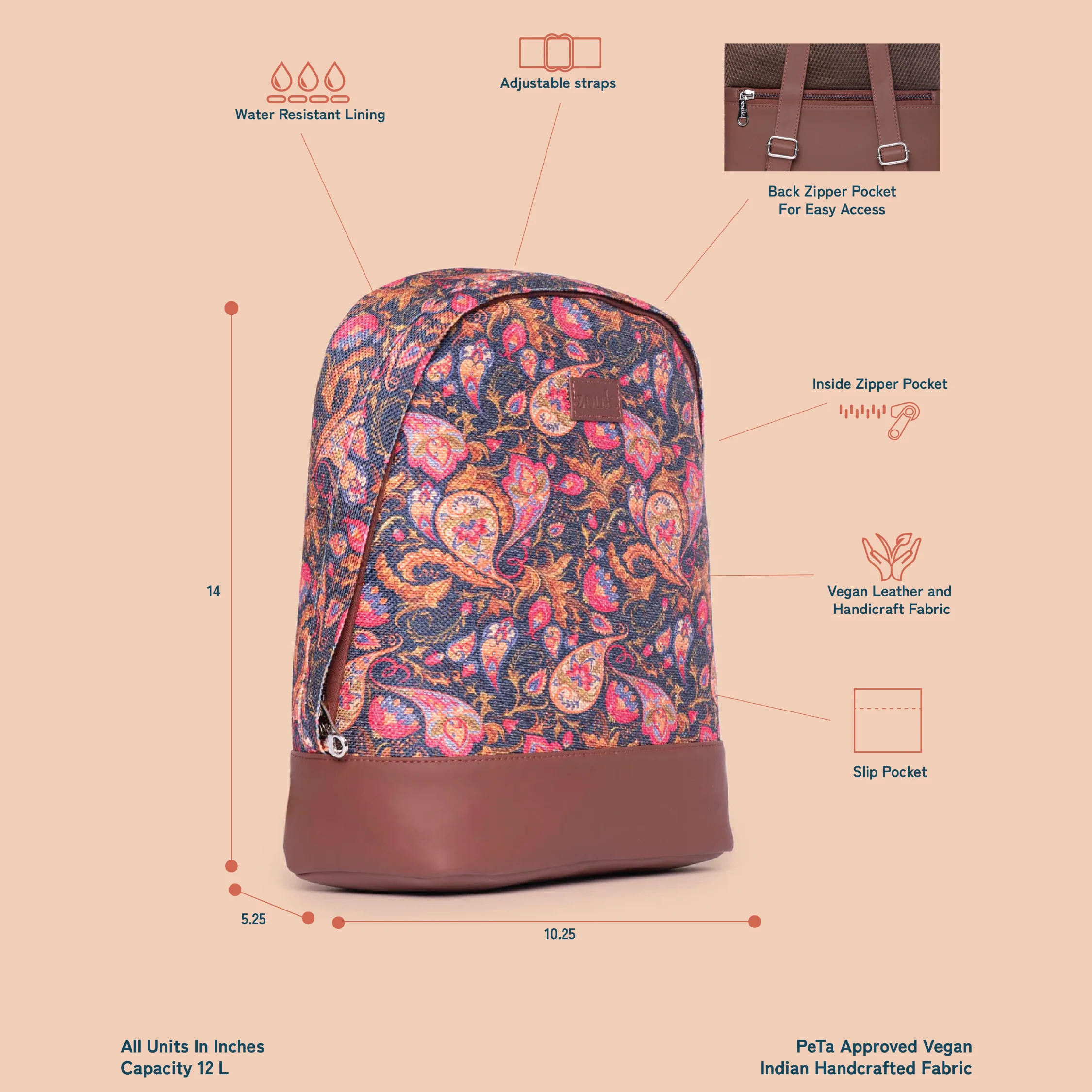 Paisley Print Dome Daypack - Image 5