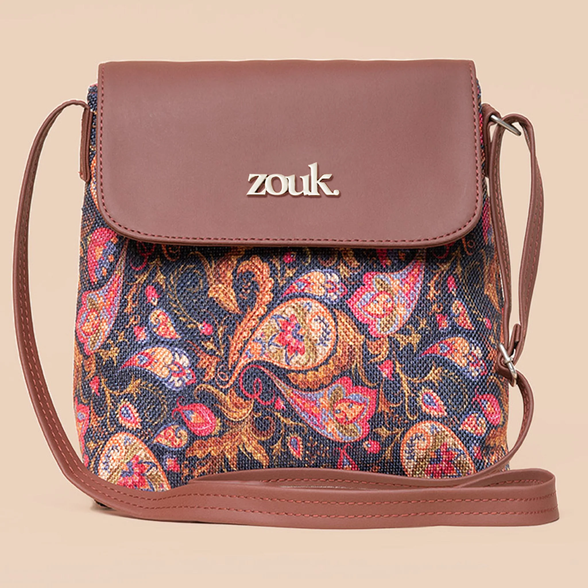 Paisley Print Flap Sling Bag - Image 3