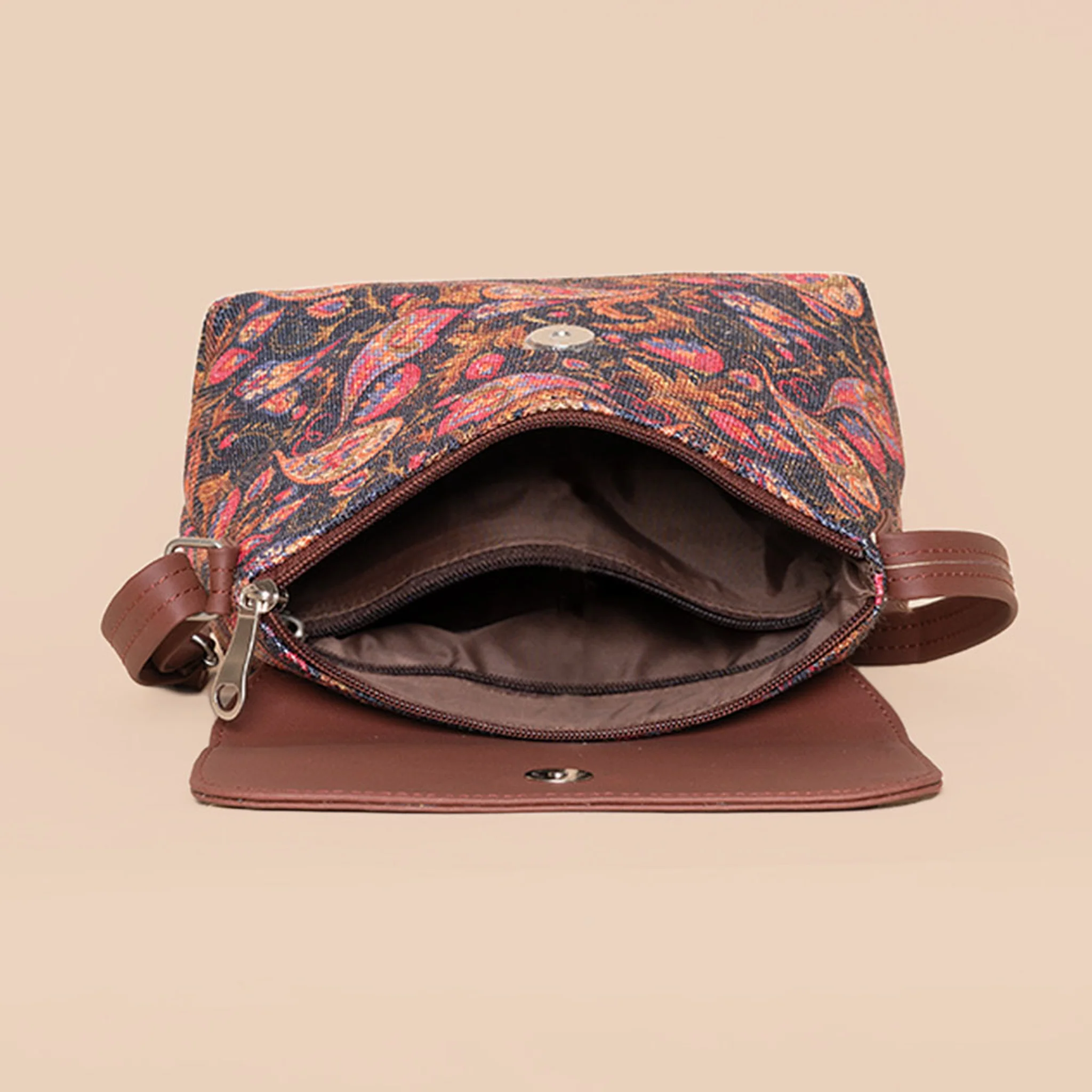 Paisley Print Flap Sling Bag - Image 6