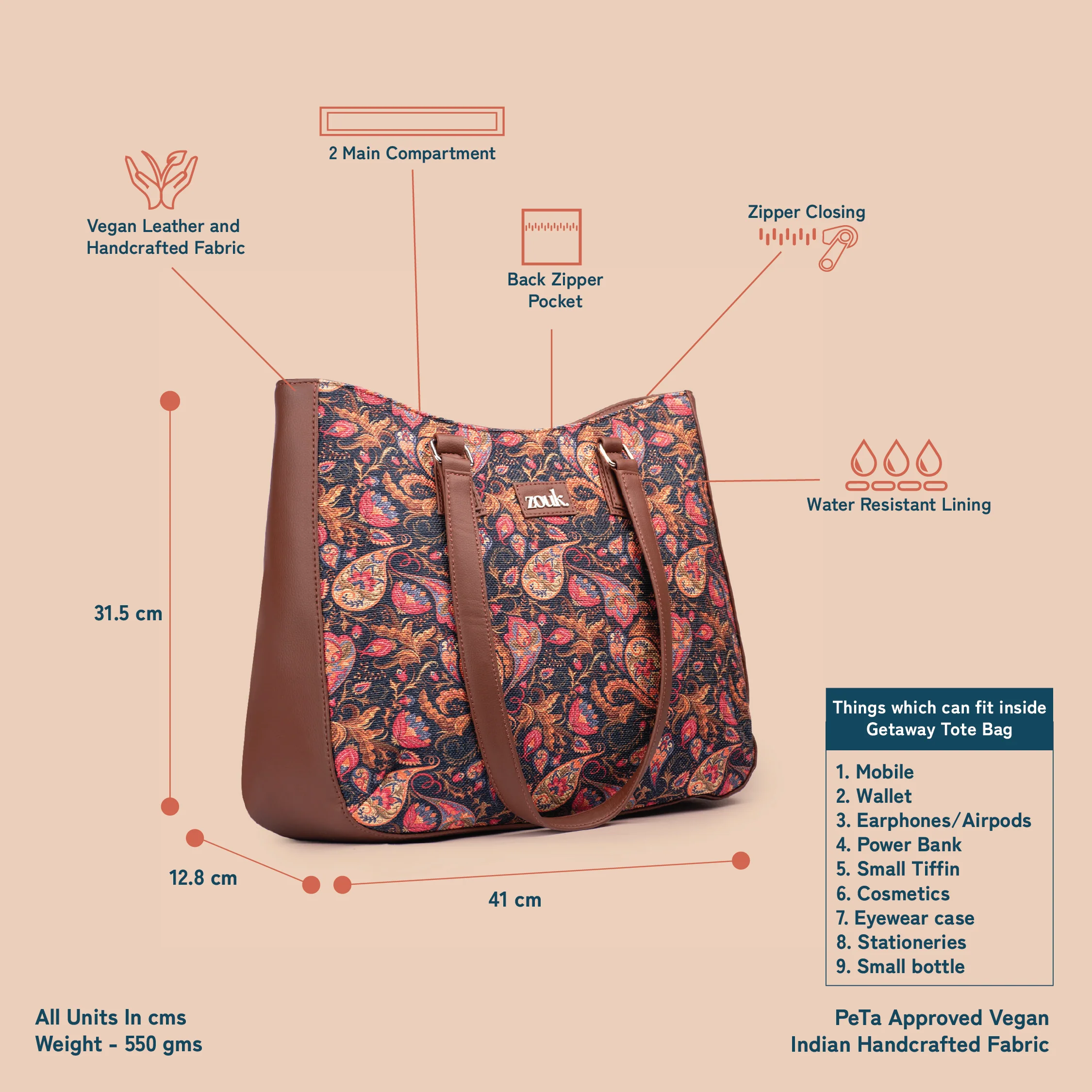 Paisley Print Getaway Handbag - Image 5