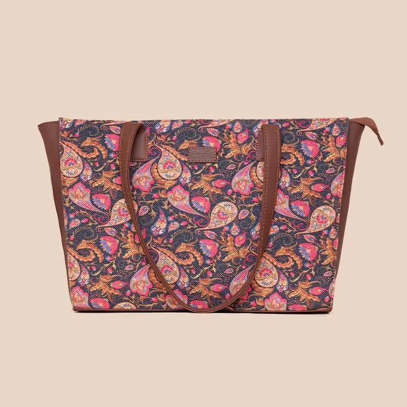 Paisley Print & Ikat GreRe - Office Tote Bag & Flap Sling Bag Combo - Image 2