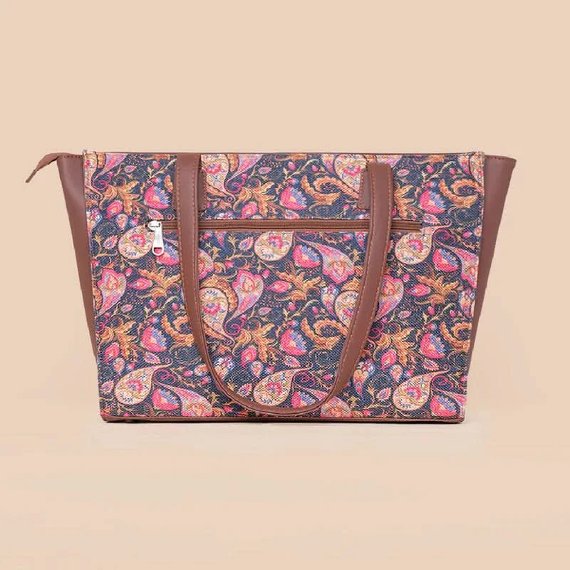 Paisley Print & Ikat GreRe - Office Tote Bag & Flap Sling Bag Combo - Image 3