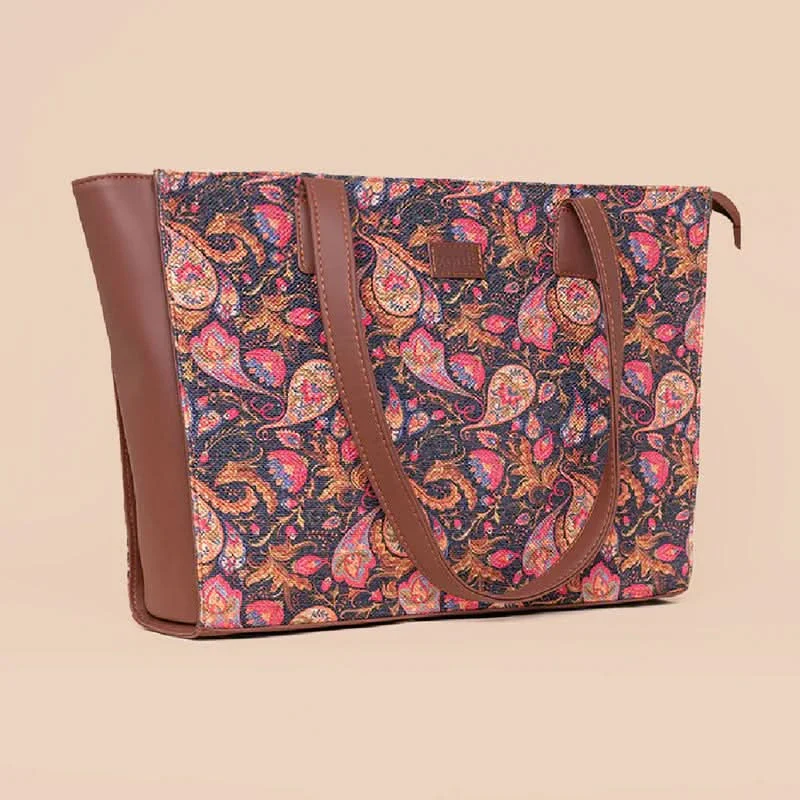 Paisley Print & Ikat GreRe - Office Tote Bag & Flap Sling Bag Combo - Image 4