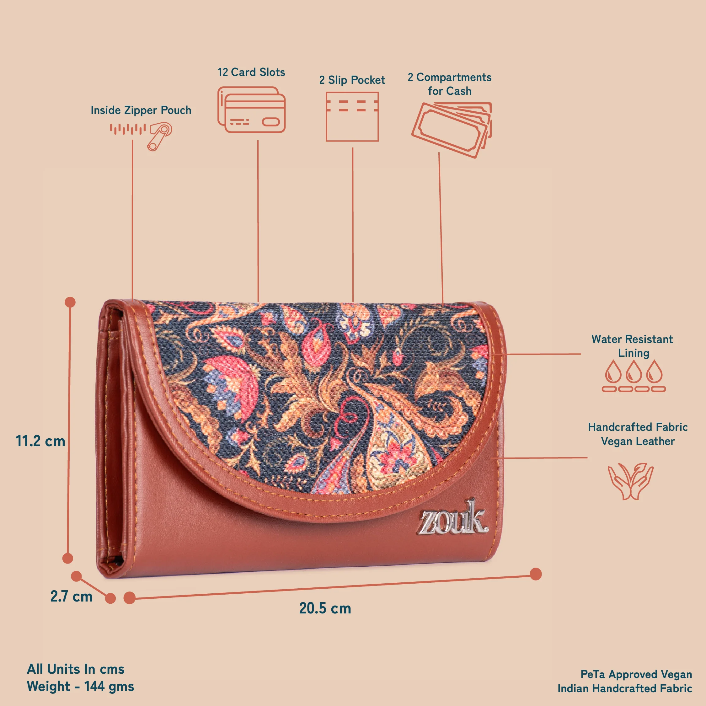 Paisley Print Kyra Flap Wallet - Image 4