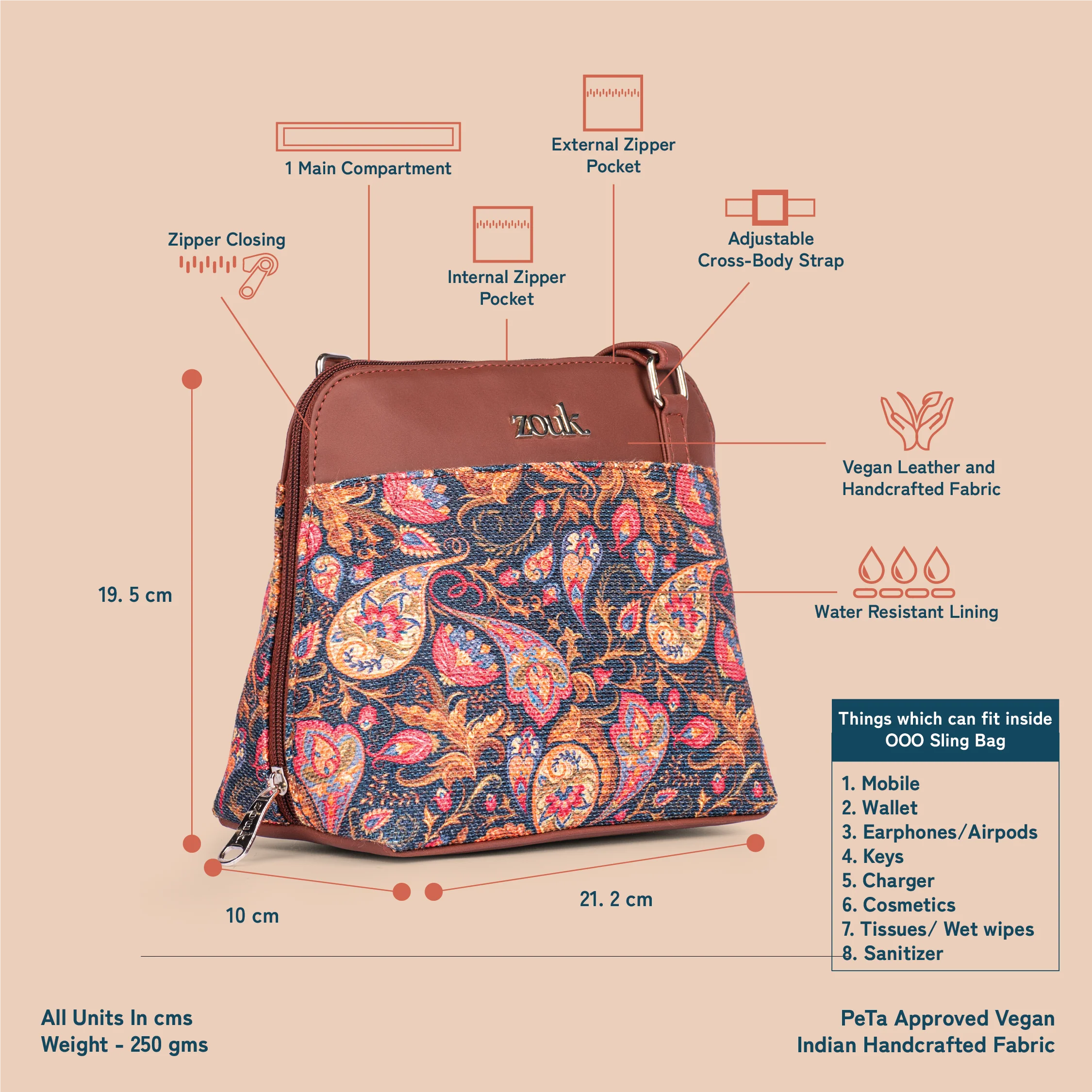 Paisley Print OOO Sling Bag - Image 5