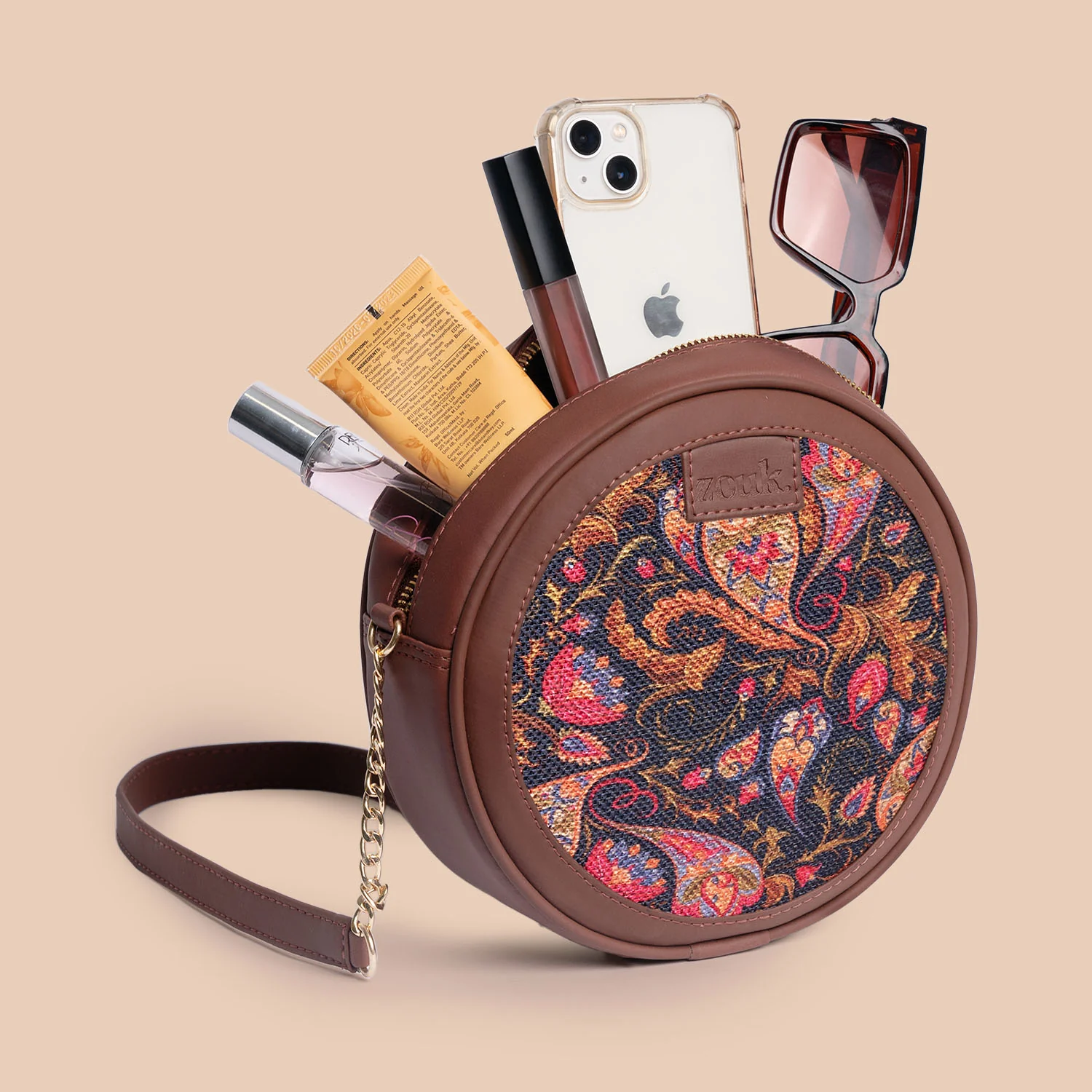 Paisley Print Round Sling Bag - Image 2