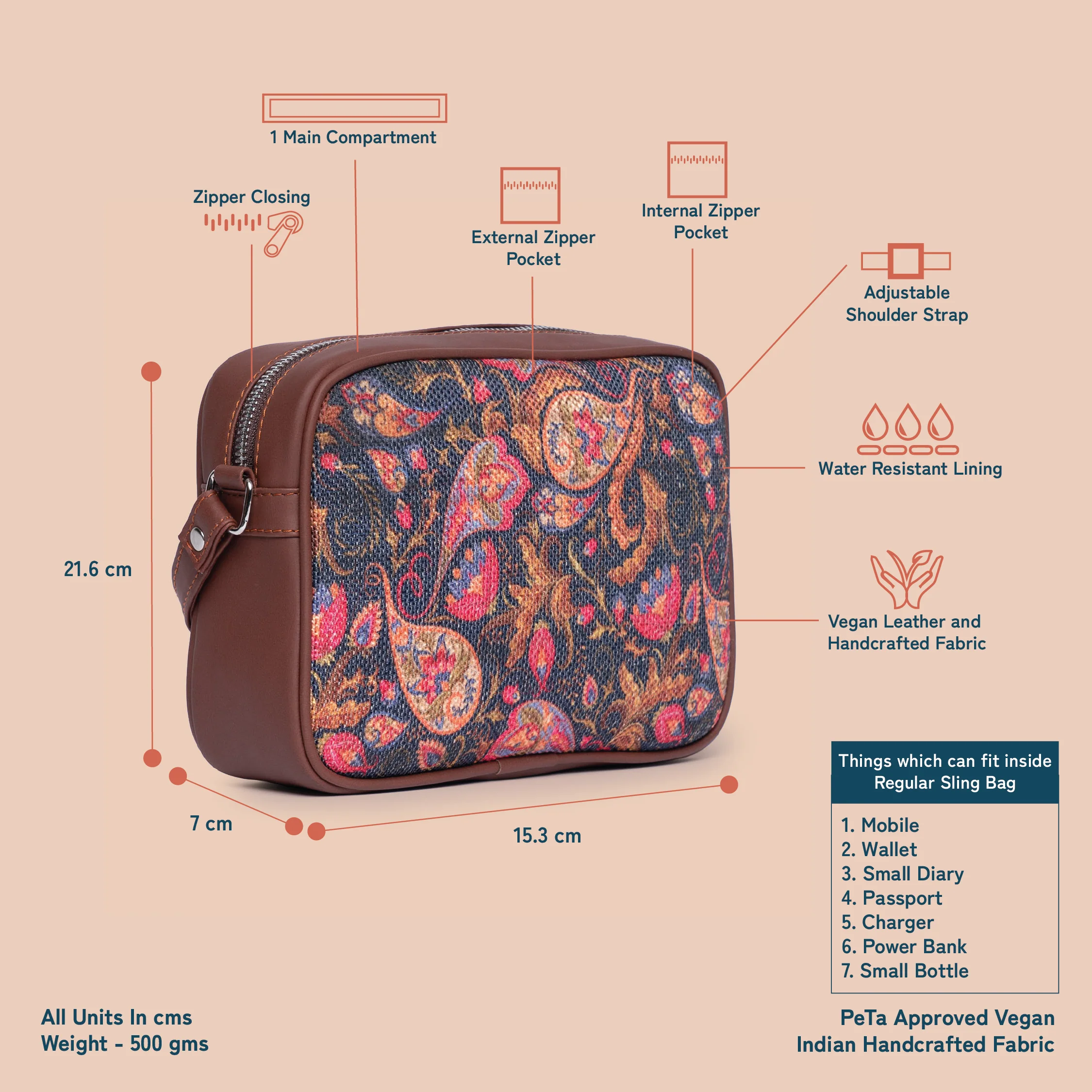 Paisley Print Sling Bag - Image 5