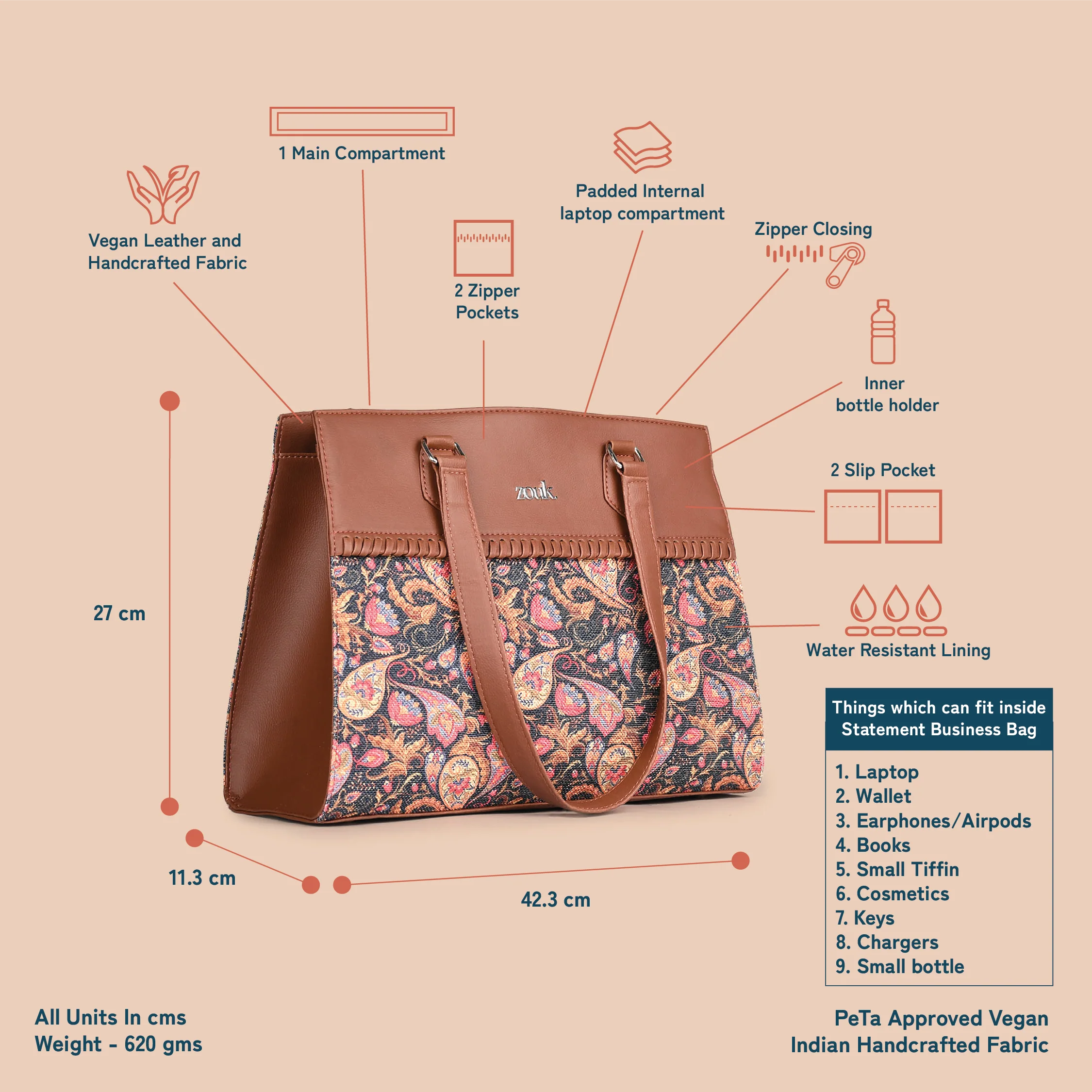 Paisley Print Statement Business Bag - Image 5
