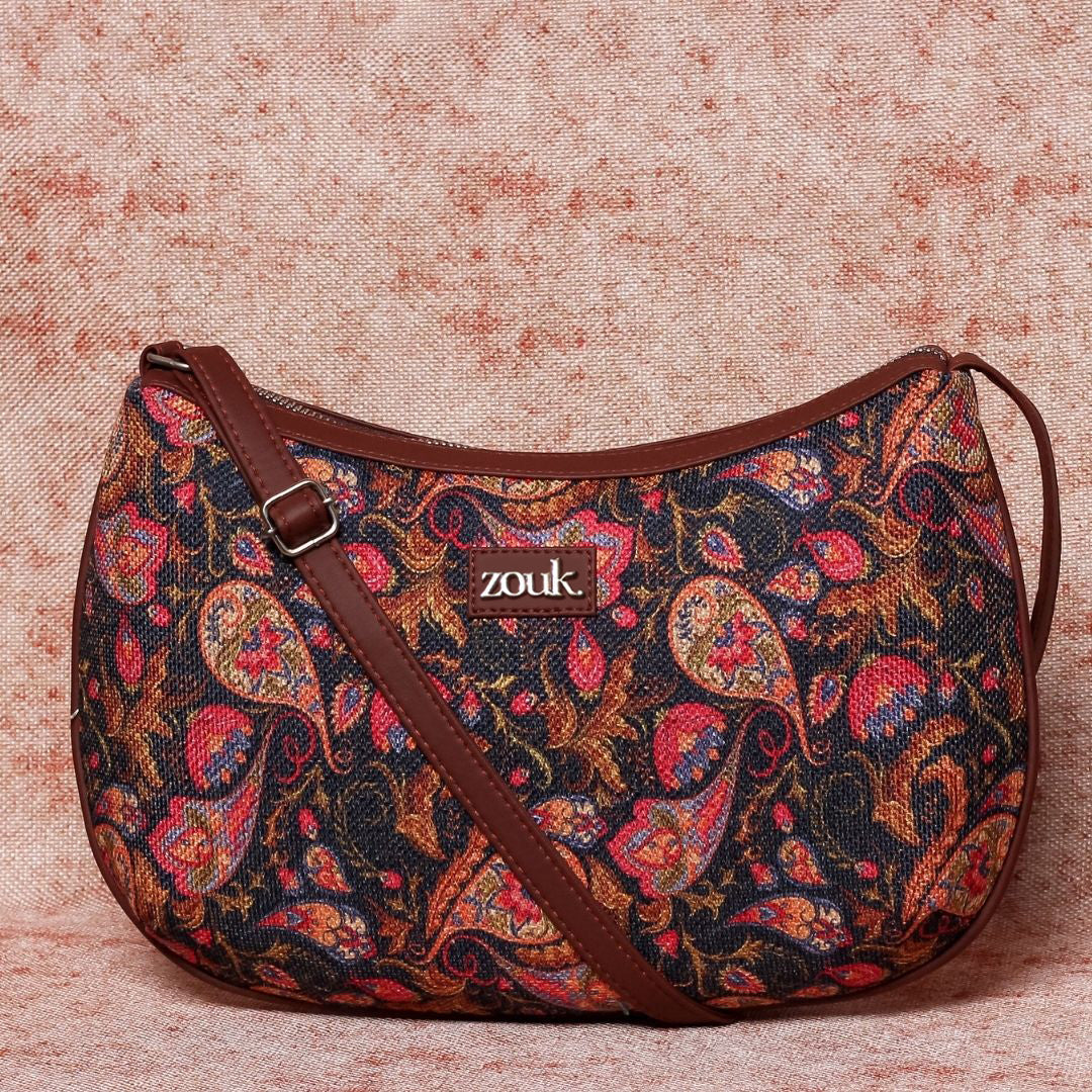 Paisley Print Structured Shoulder Bag - Image 3