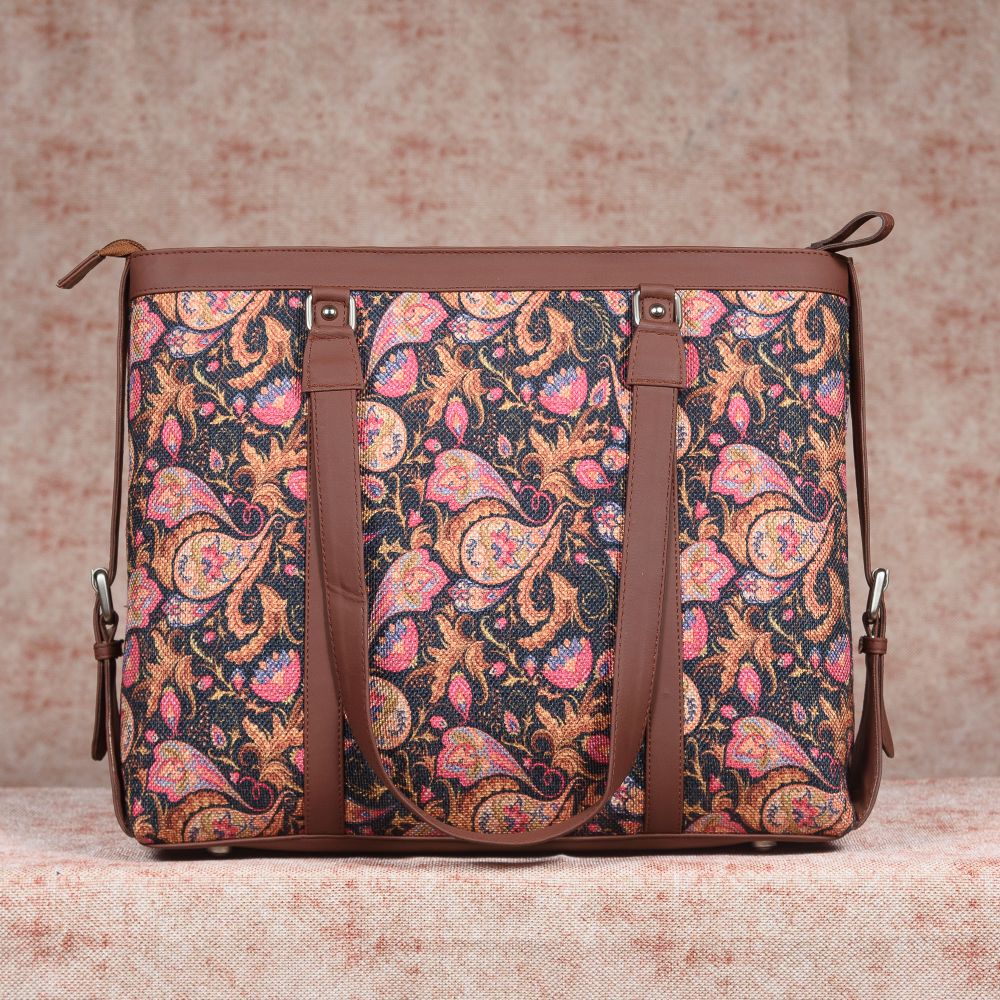 Paisley Print - Women's Office Bag & Chain Wallet Combo - Image 2